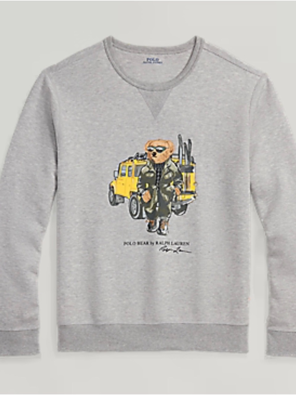 Polo by Ralph Lauren Light Gray Crewneck with Yellow Ski Bear Graphic